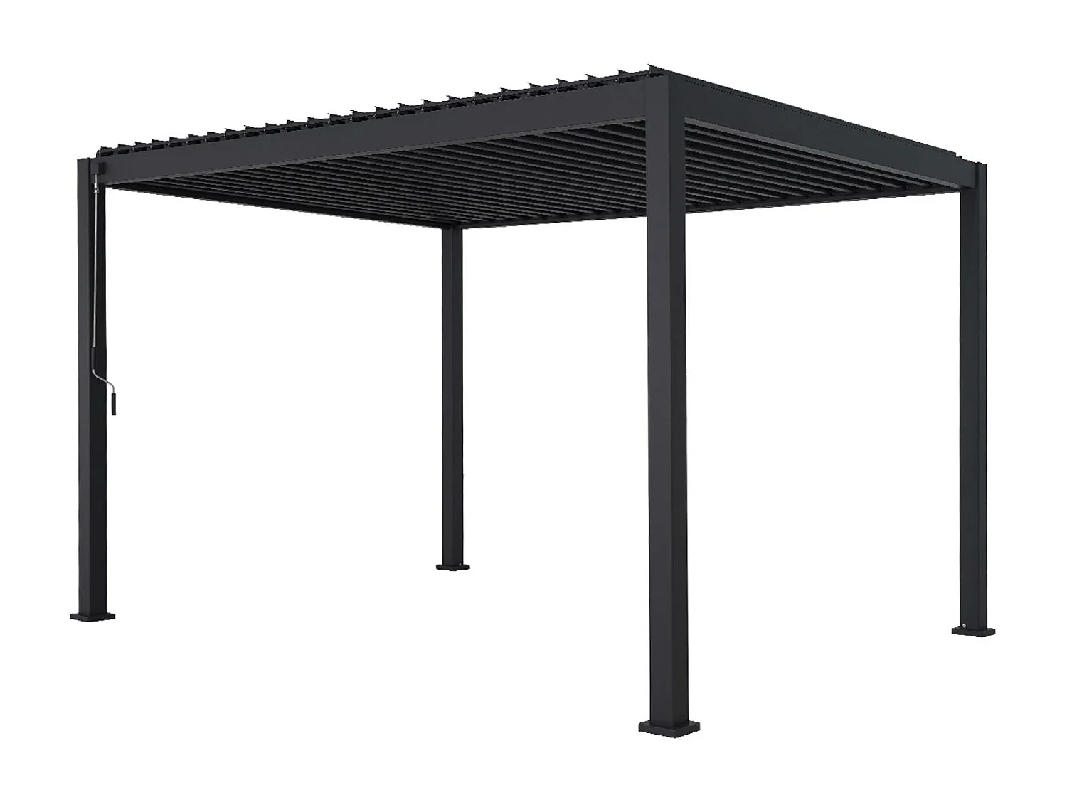 Pergola bioclimatique. aluminium. 3x4m. lames orientables + persienne verticale 130cm anthracite