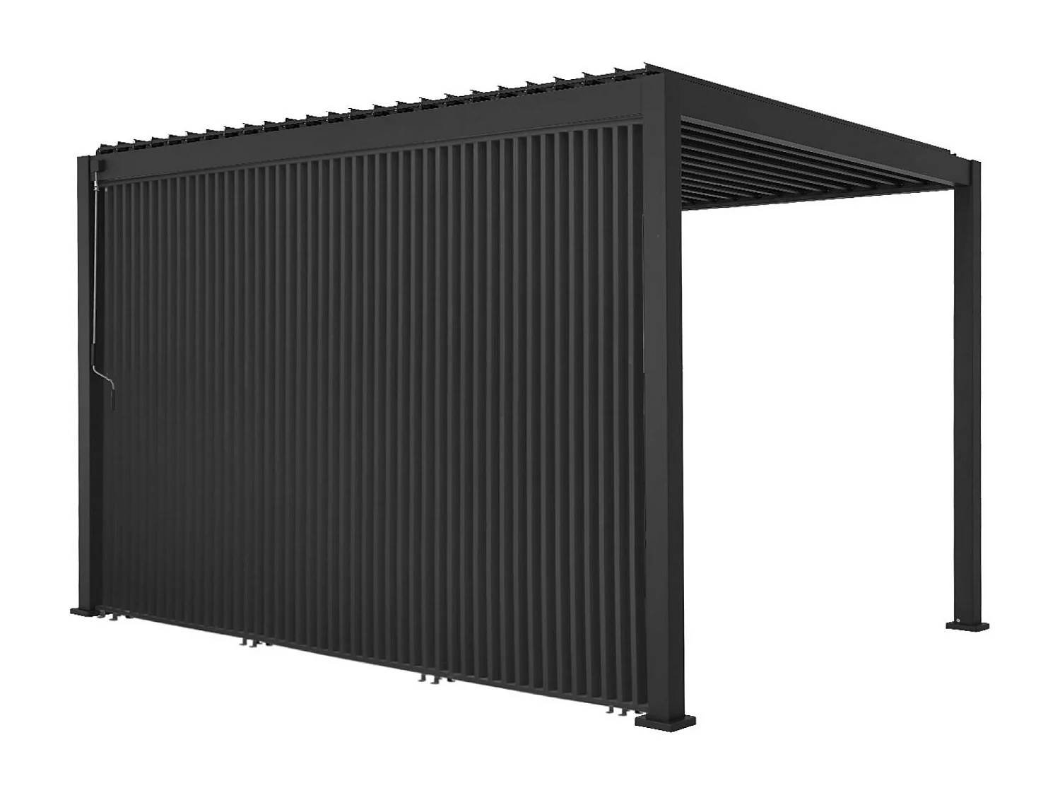 Pérgola bioclimática de aluminio 3x4m + 3 persianas verticales 130cm