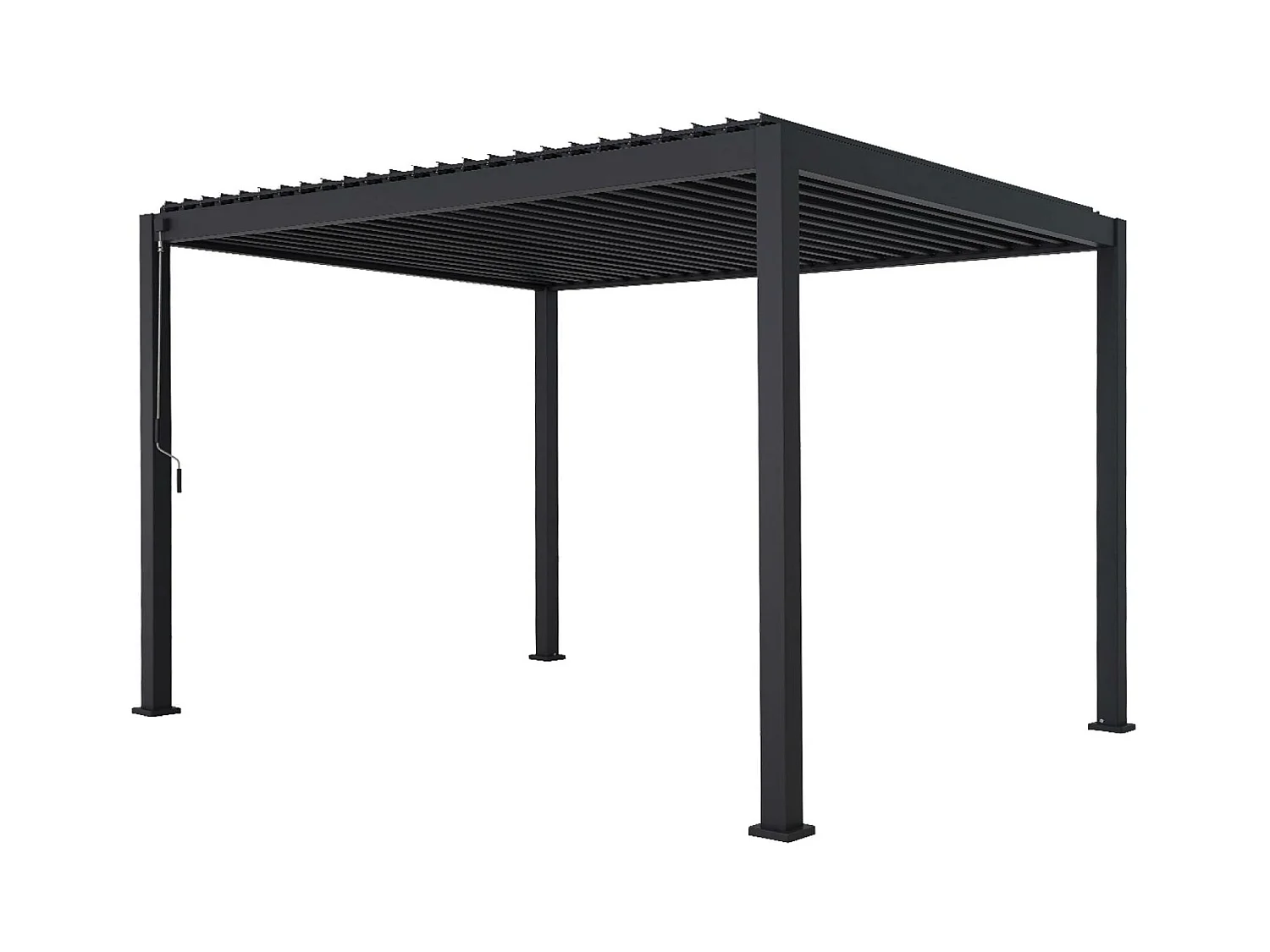 Pérgola bioclimática de aluminio 3x4m + 3 persianas verticales 130cm