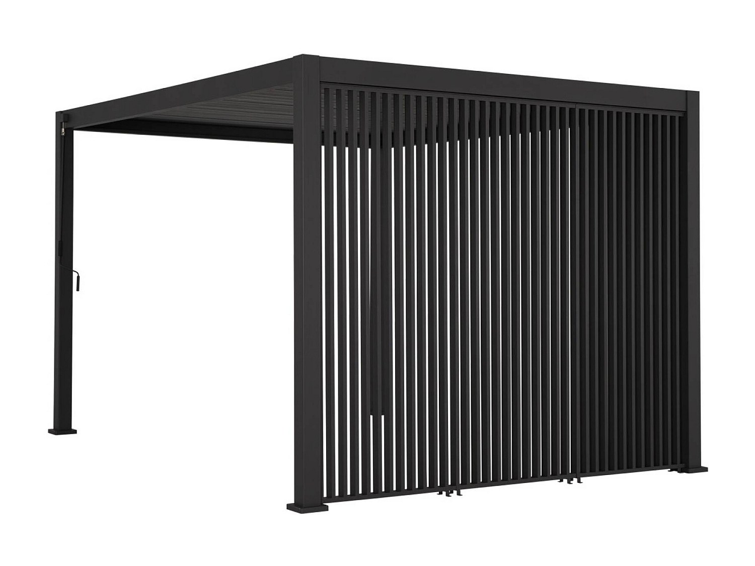 Pérgola bioclimática de aluminio 3x4m + 3 persianas verticales 1.3m