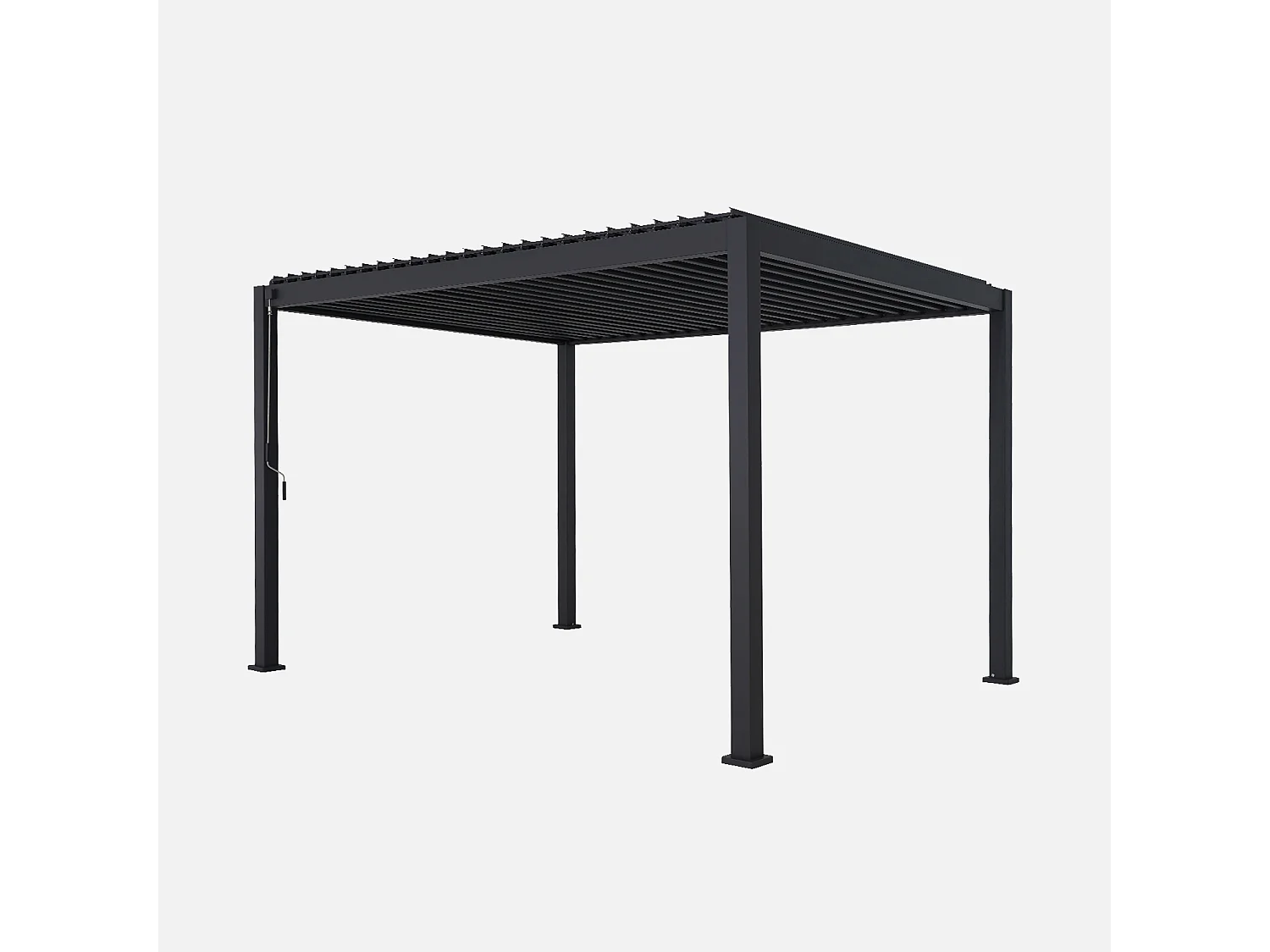 Pergola bioclimatique en aluminium. lames orientables 3x4m + 2 stores 3m + 1 store 4m TRIOMPHE anthracite