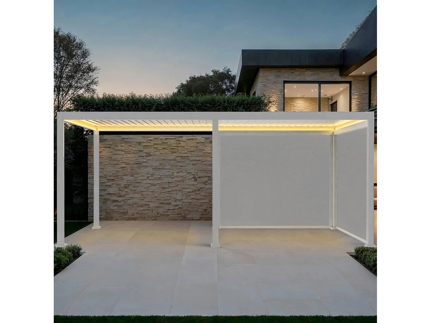 Pérgola bioclimática 3x6m eléctrica de aluminio con led + 2 toldos de