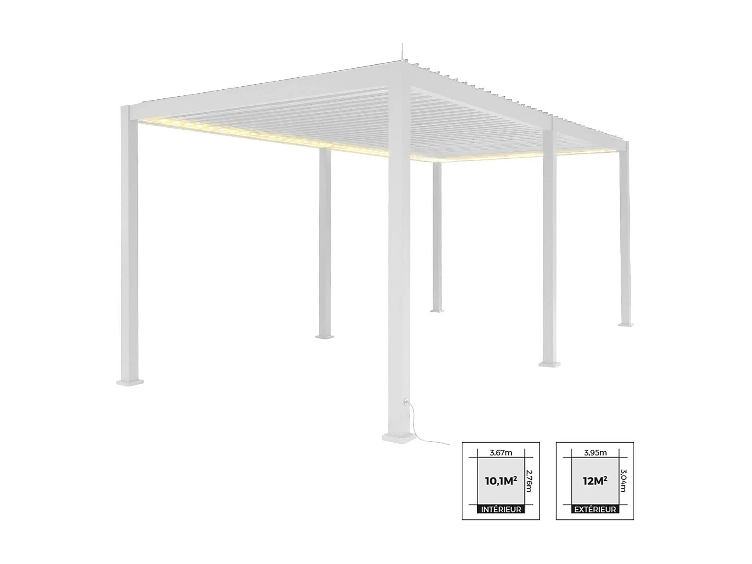 Pérgola bioclimática 3x6m eléctrica de aluminio con led + 2 toldos de