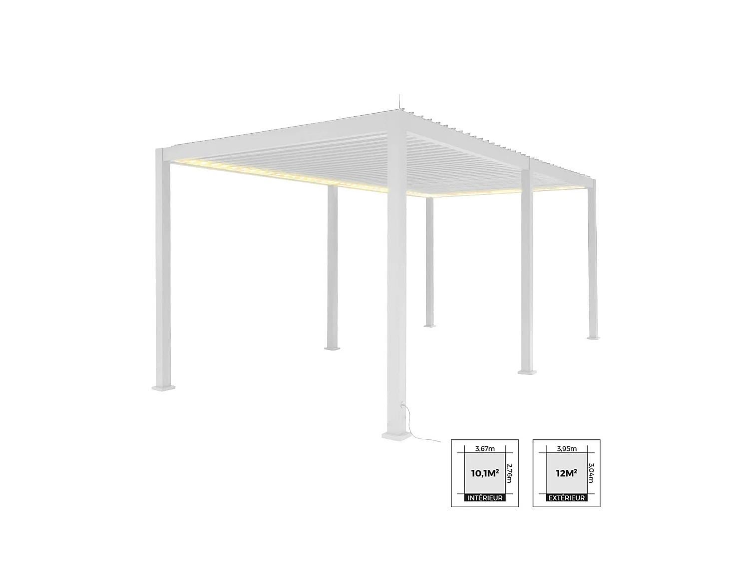 Pérgola bioclimática 3x6m eléctrica de aluminio con led + 2 toldos de