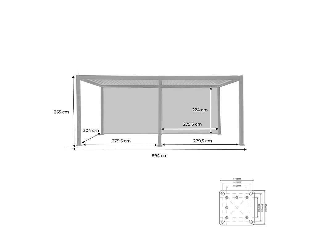 Pérgola bioclimática 3x6m eléctrica de aluminio con led + 2 toldos de