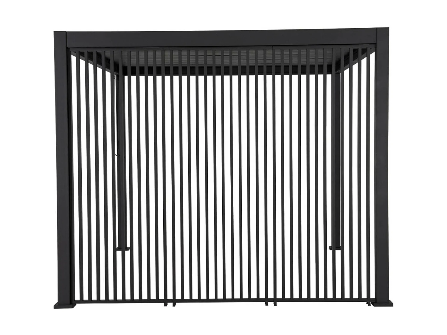 Pergola bioclimatique. aluminium. 3x4m. lames orientables + 3 persiennes verticales 100cm anthracite