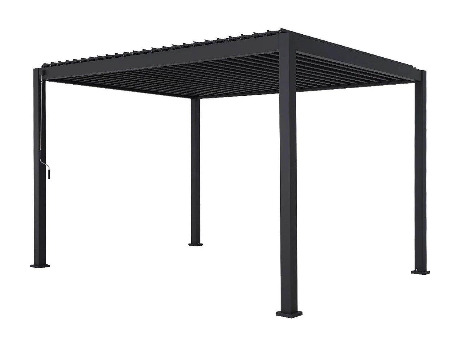 Pérgola bioclimática de aluminio 3x4m + 3 persianas verticales 1m