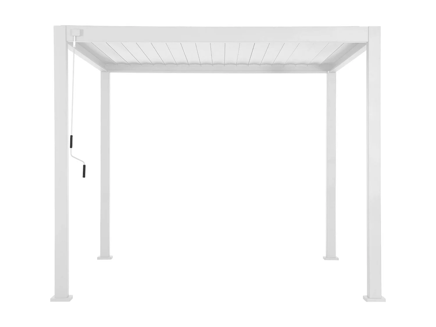 Pergola bioclimatique aluminium 3x3 m V2 lames orientables + 3 persiennes TRIOMPHE blanc