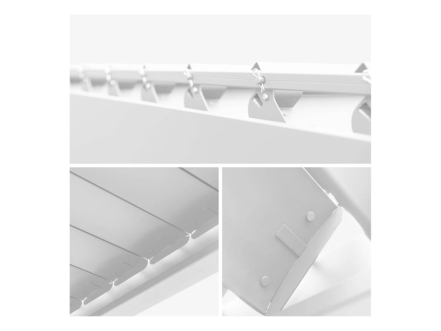 Pergola bioclimatique aluminium 3x3 m V2 lames orientables + 3 persiennes TRIOMPHE blanc