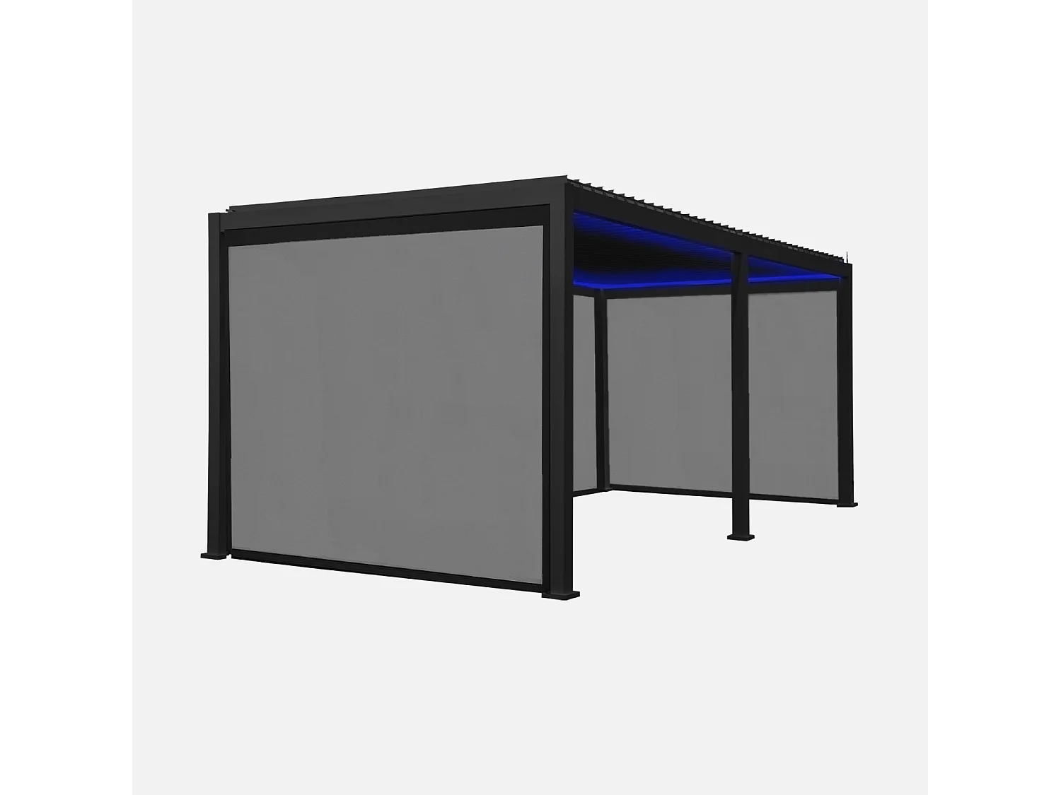 Pergola bioclimatica 3x6m elettrica in alluminio con led + 4 tende 3m,