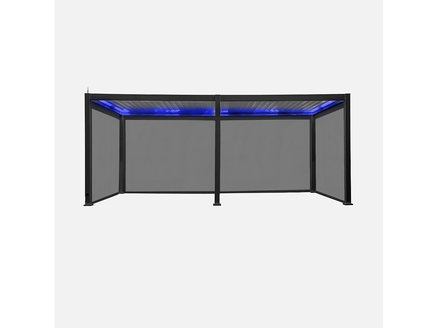 Pergola bioclimatica 3x6m elettrica in alluminio con led + 4 tende 3m,