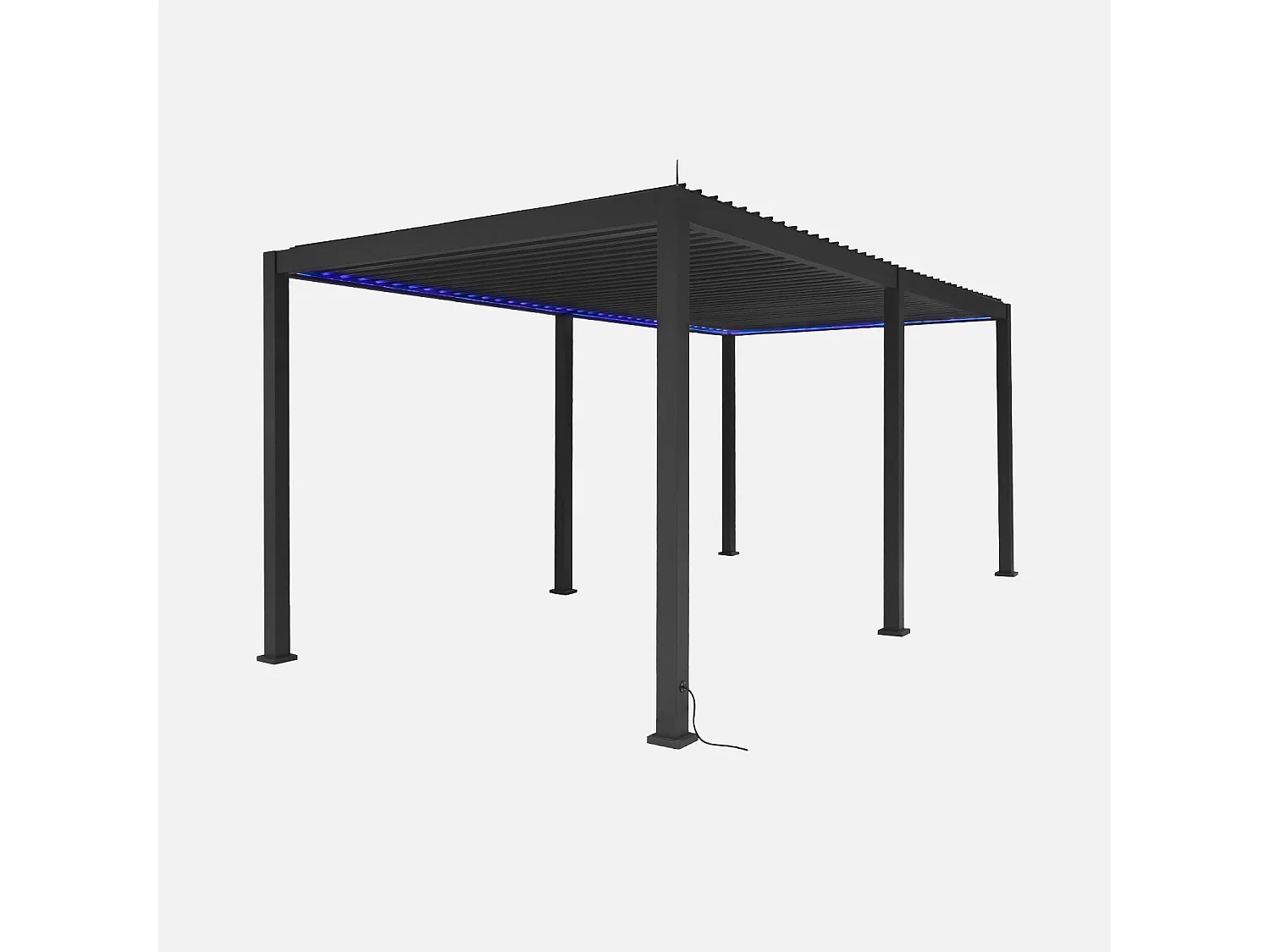 Pergola bioclimatica 3x6m elettrica in alluminio con led + 4 tende 3m,