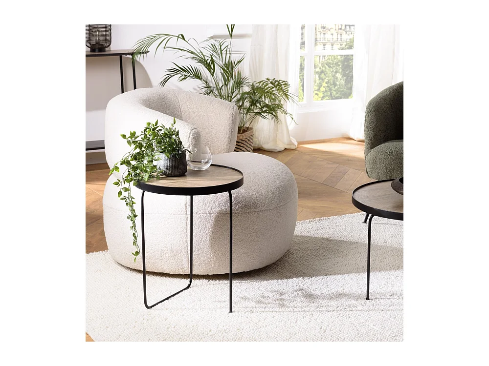 JULIA - Table d'appoint ronde 40x40cm mocha pieds asymétriques métal