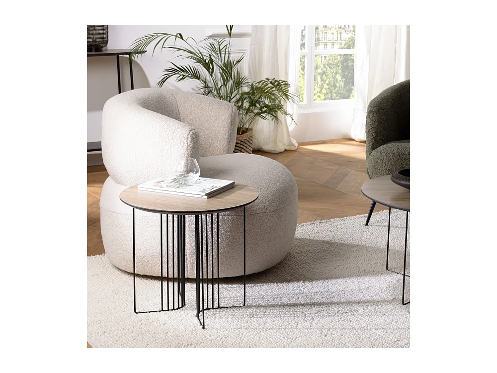 JULIA - Table d'appoint biseautée 50x50cm mocha pieds graphiques métal