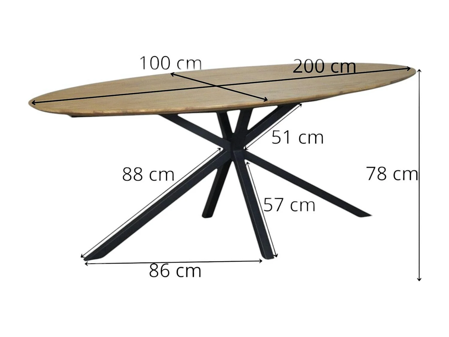 Table à manger ovale en bois de teck recyclé 2 m DEPOK