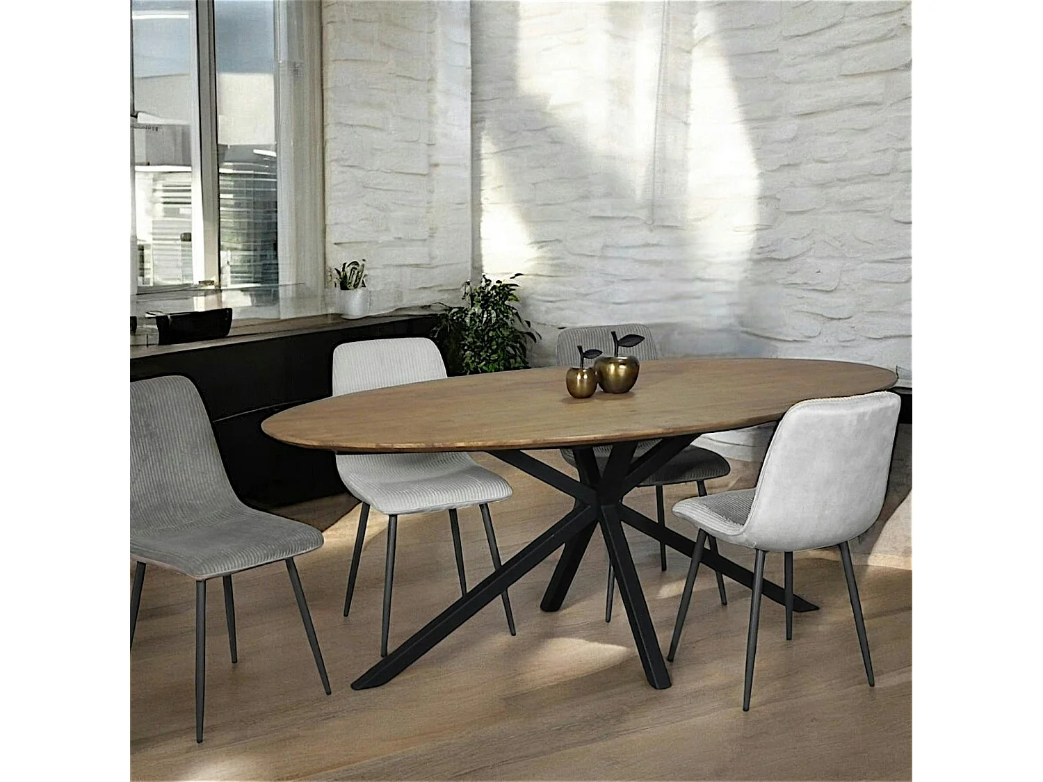 Table à manger ovale en bois de teck recyclé 2 m DEPOK