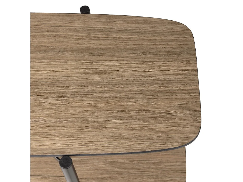 JULIA - Console double plateau marron 120x33cm bois pieds métal noir