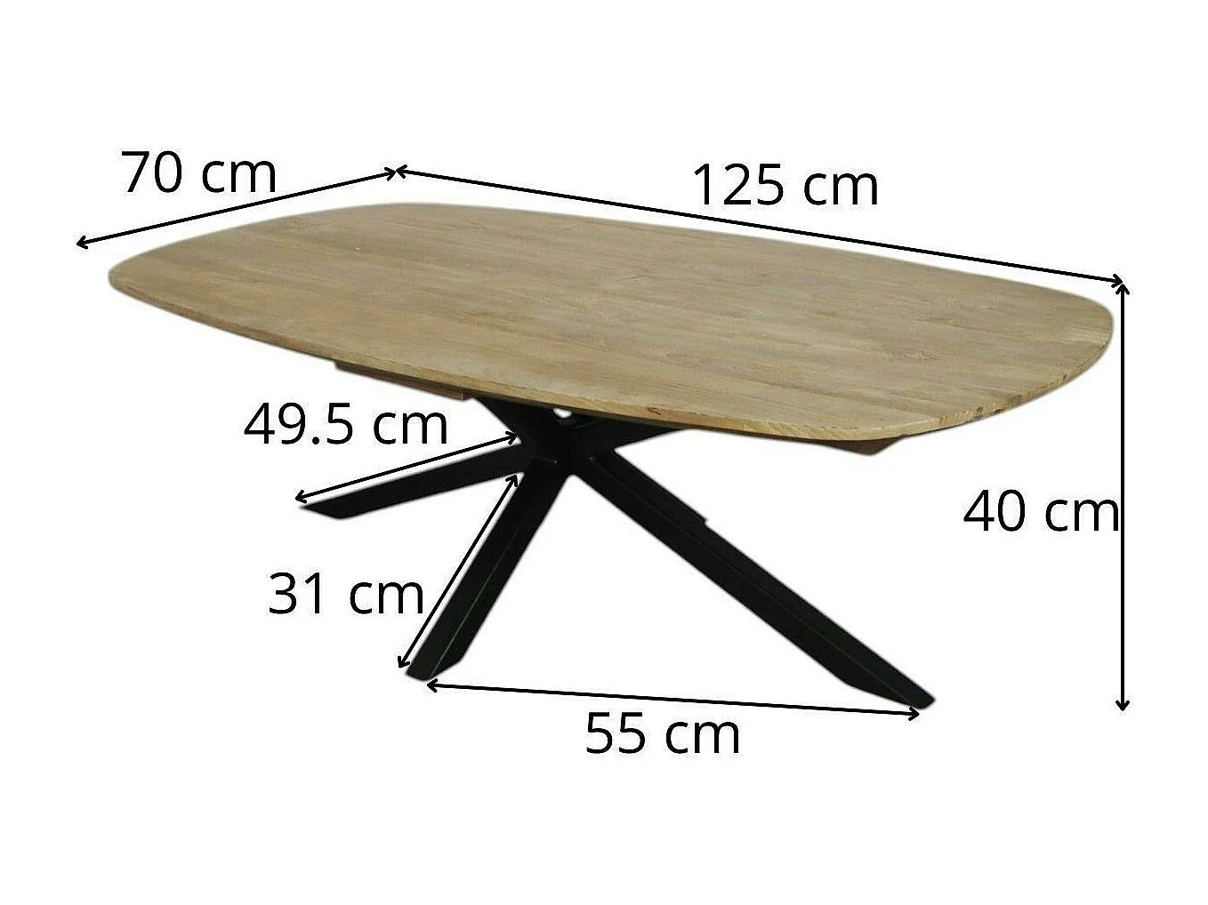 Table basse en bois de teck recyclé, forme ovale DEPOK
