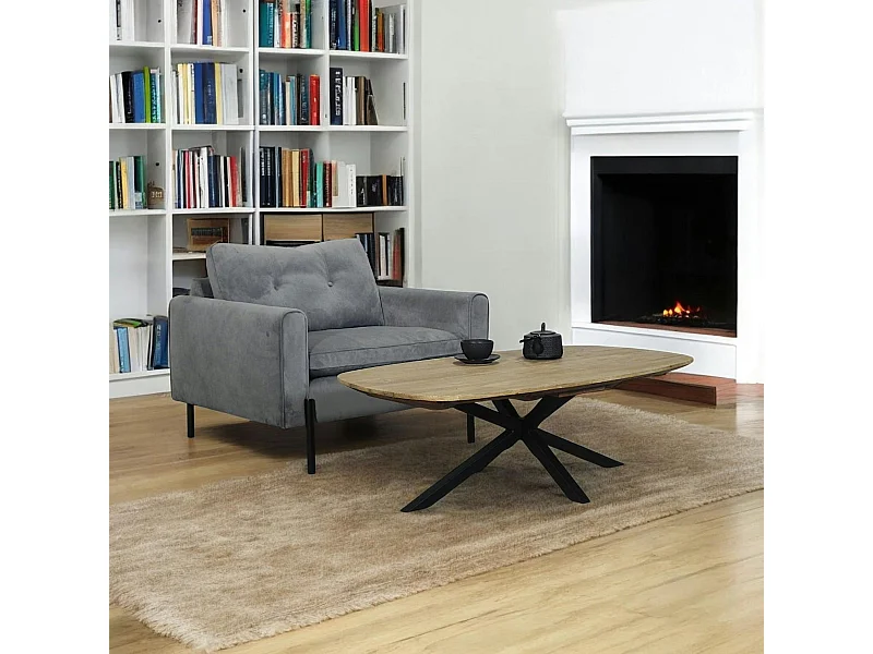 Table basse en bois de teck recyclé, forme ovale DEPOK