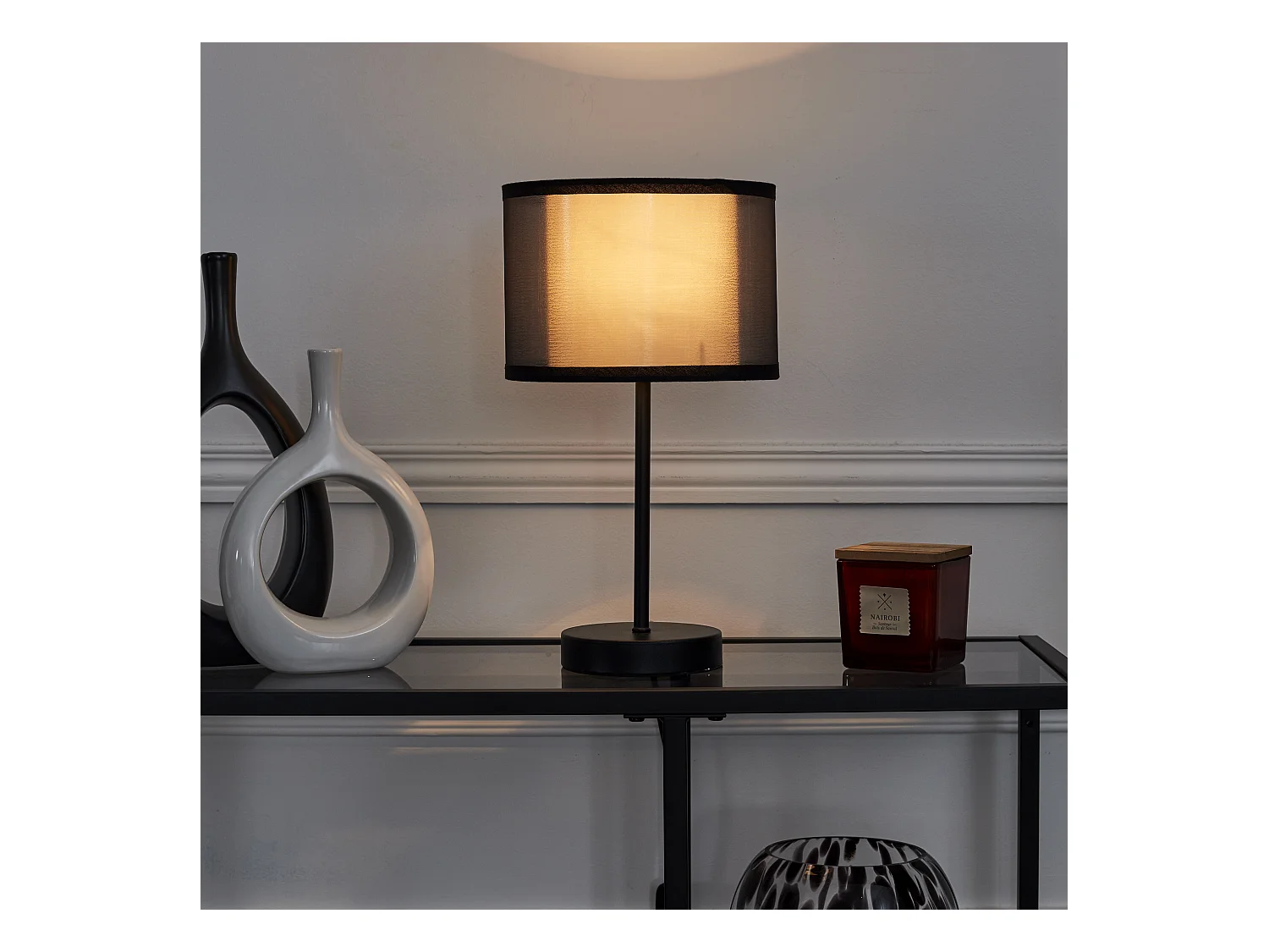 Lampe De Table Double Abatjour Noir