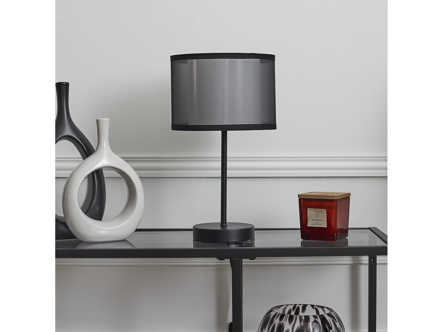 Lampe De Table Double Abatjour Noir Noir