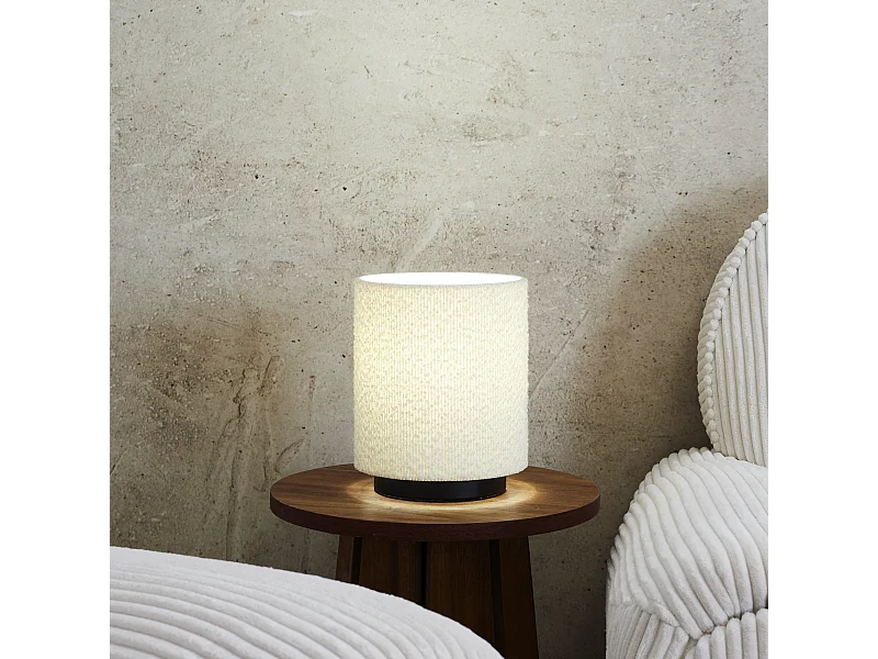 Lampe De Table Abat Jour Bouclette Blanc Noir, Blanc
