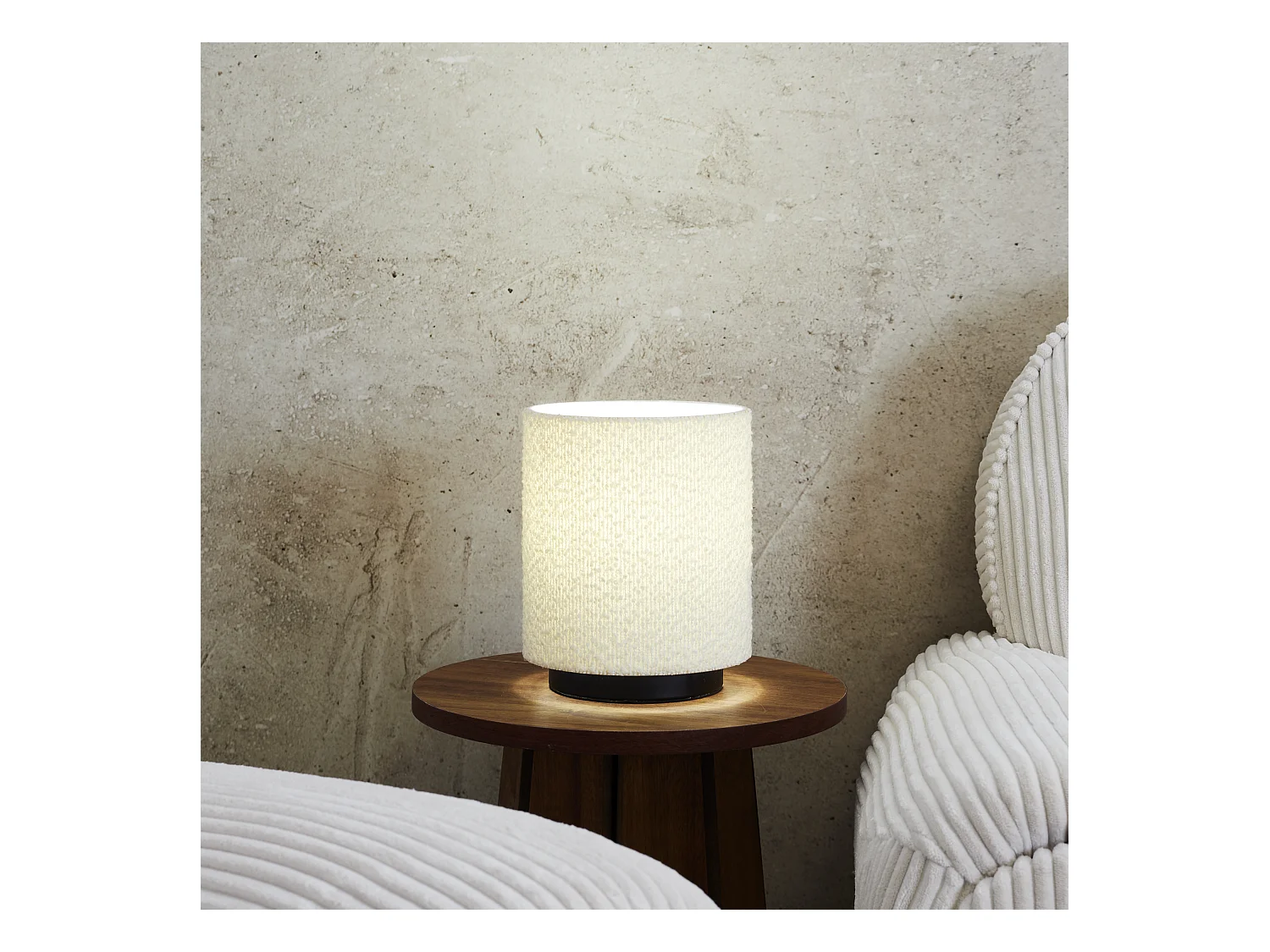 Lampe De Table Abat Jour Bouclette Noir, Blanc