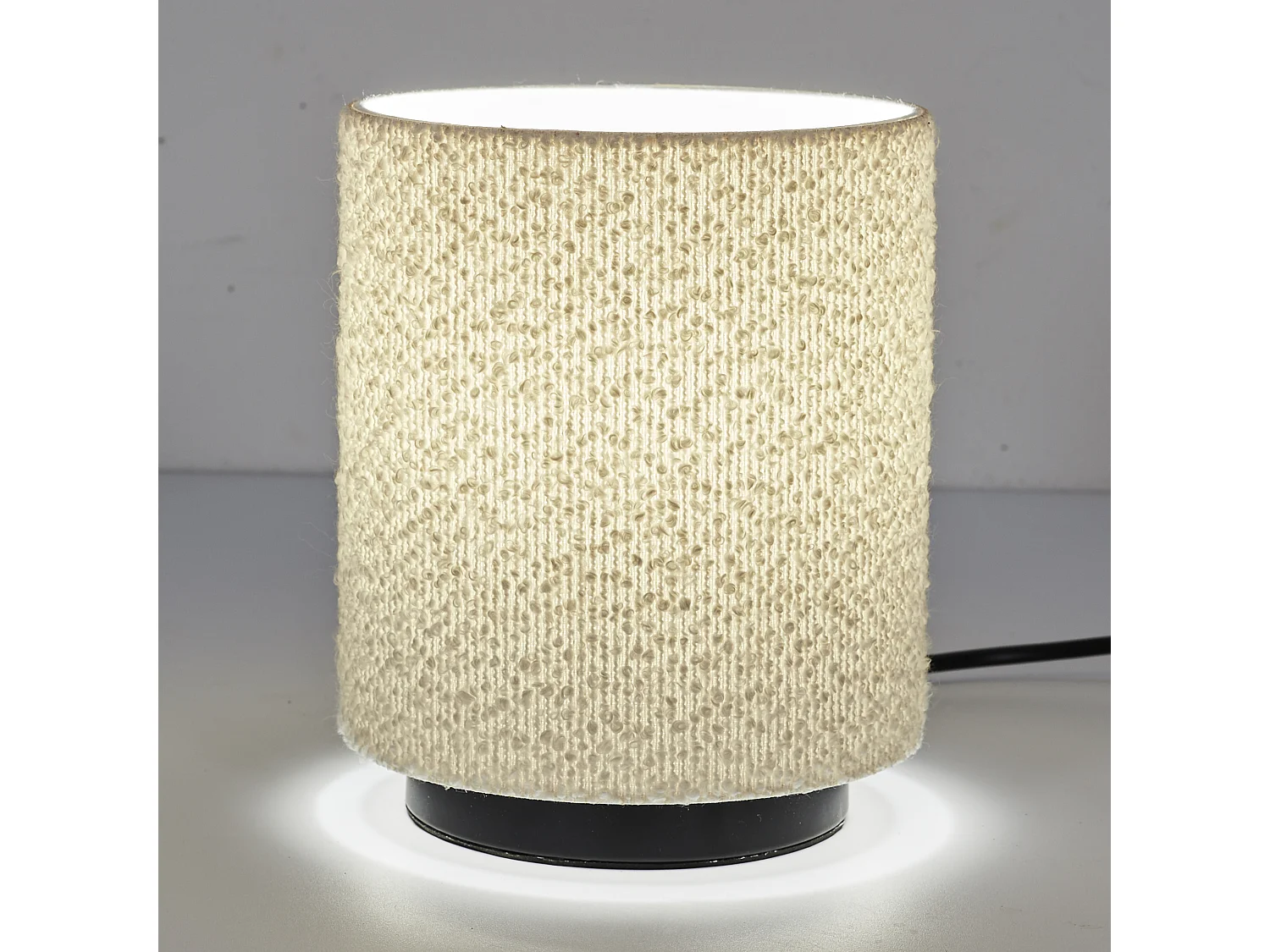 Lampe De Table Abat Jour Bouclette Blanc Noir, Blanc