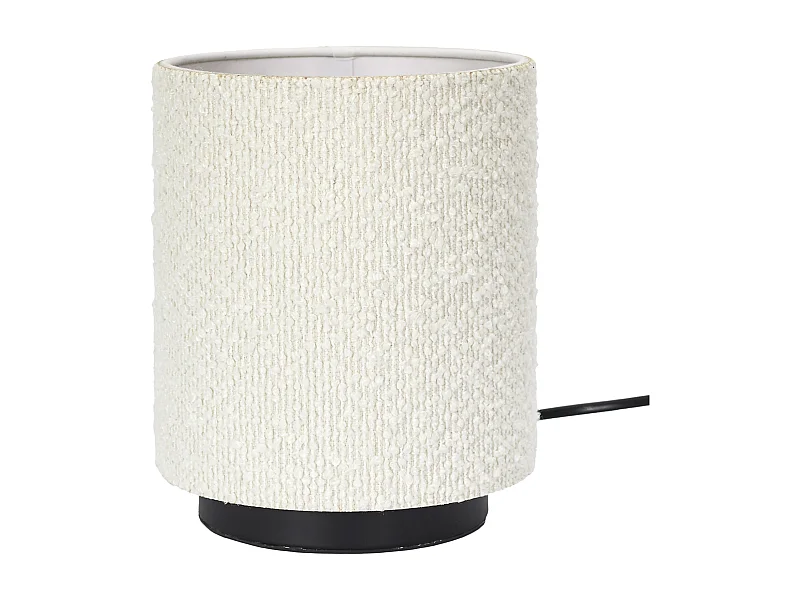 Lampe De Table Abat Jour Bouclette Blanc Noir, Blanc
