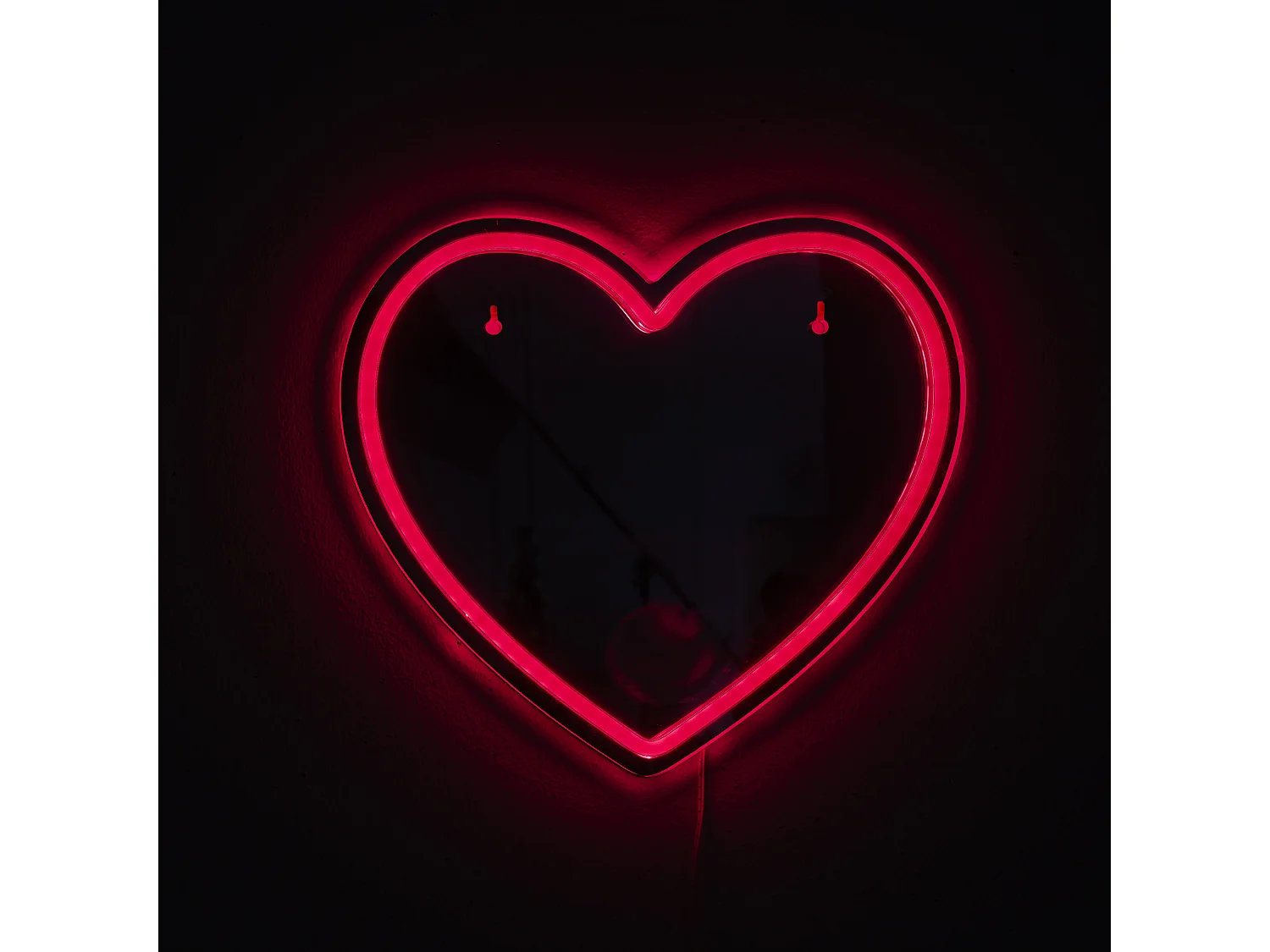 Miroir LED - HOME DECO FACTORY - Effet Néon - Cœur - Rouge