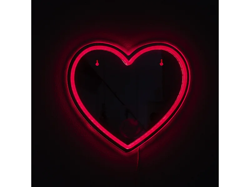 Mirroir Led Effet Neon Cœur Rouge