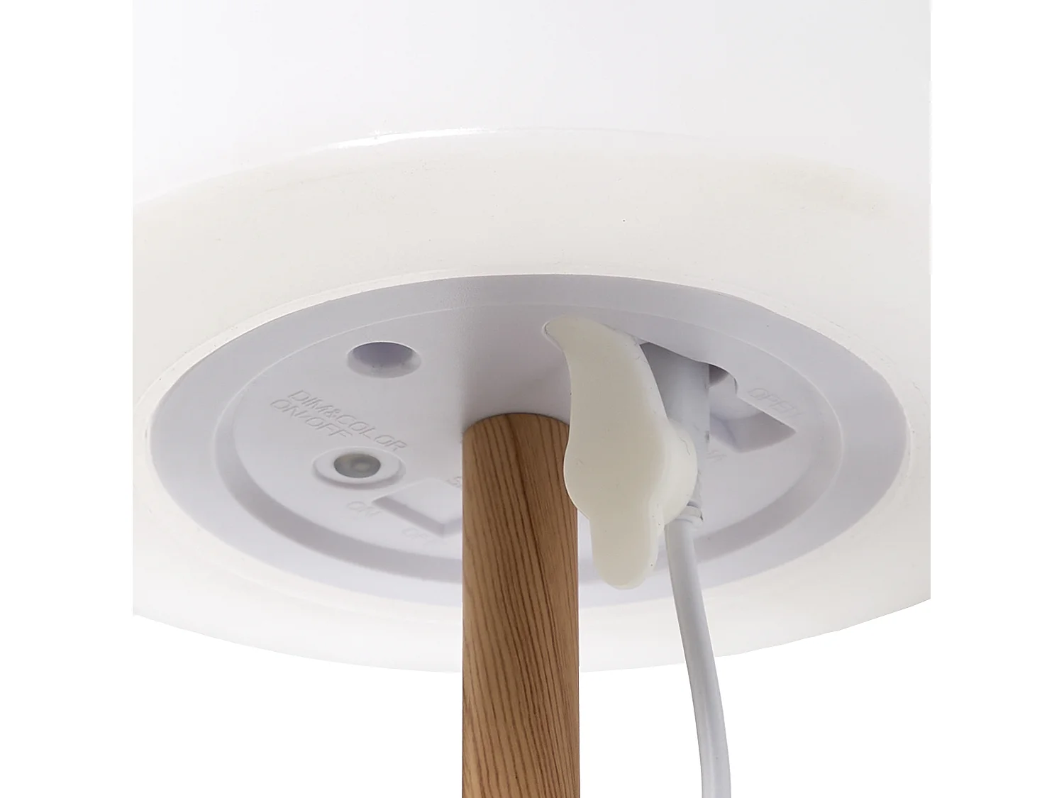 Lampe Effet Bois Rechargeable Ip44 H40cm Blanc, Marron