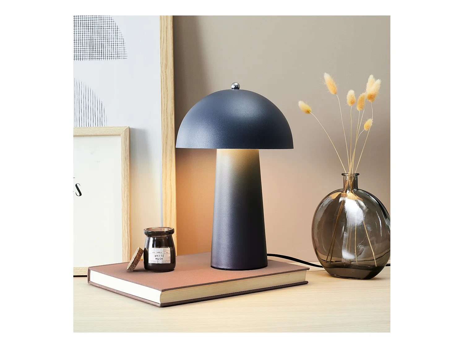Lampe De Table Champignon Gris