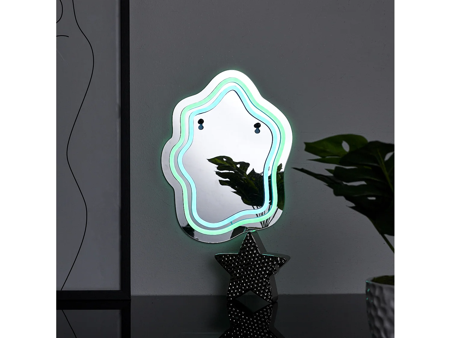 Mirroir Led Effet Neon Rose