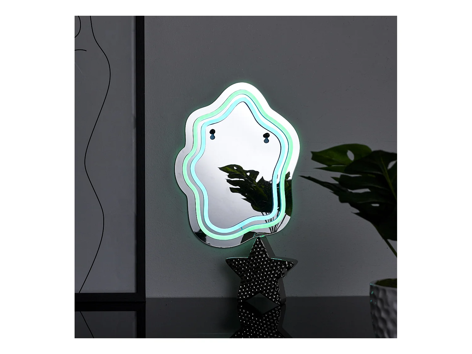 Mirroir Led Effet Neon Rose