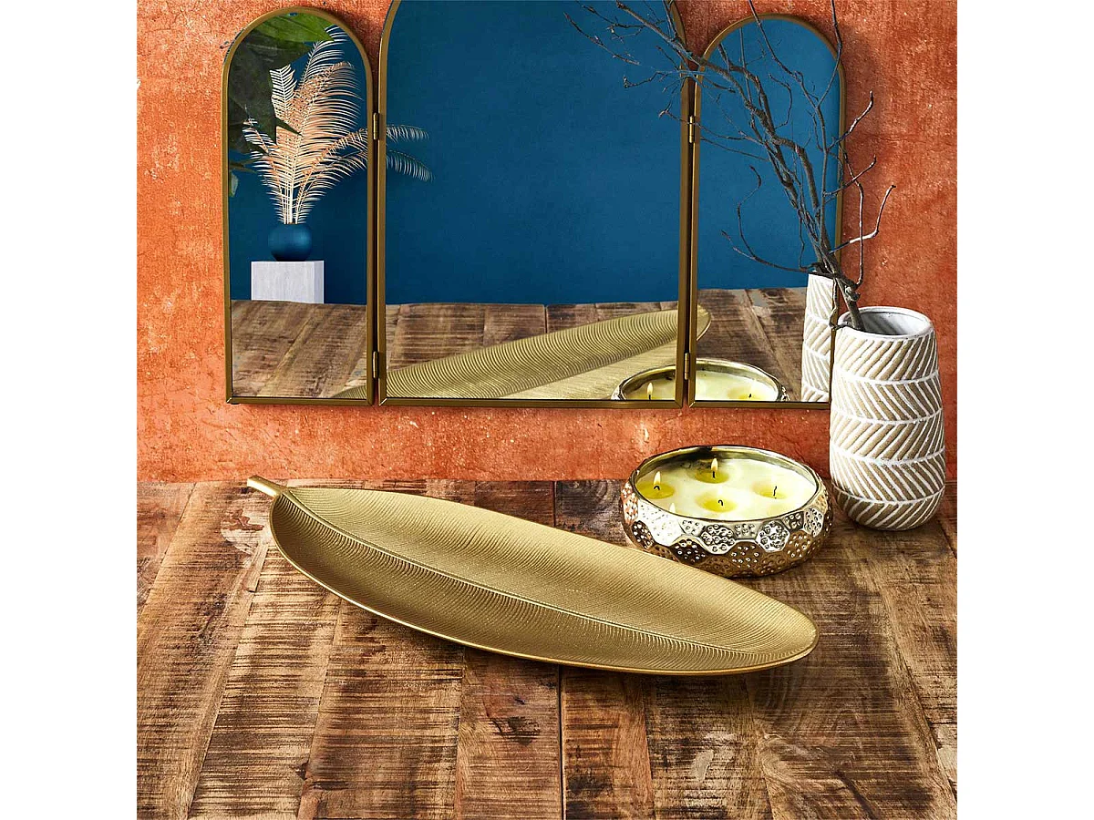 Vide Poche Feuille Dore Or