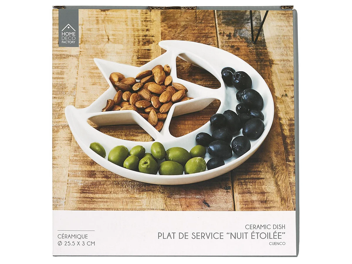 Plat de Présentation - HOME DECO FACTORY - Nuit Étoilée - Design Étoilé - 25,5 cm