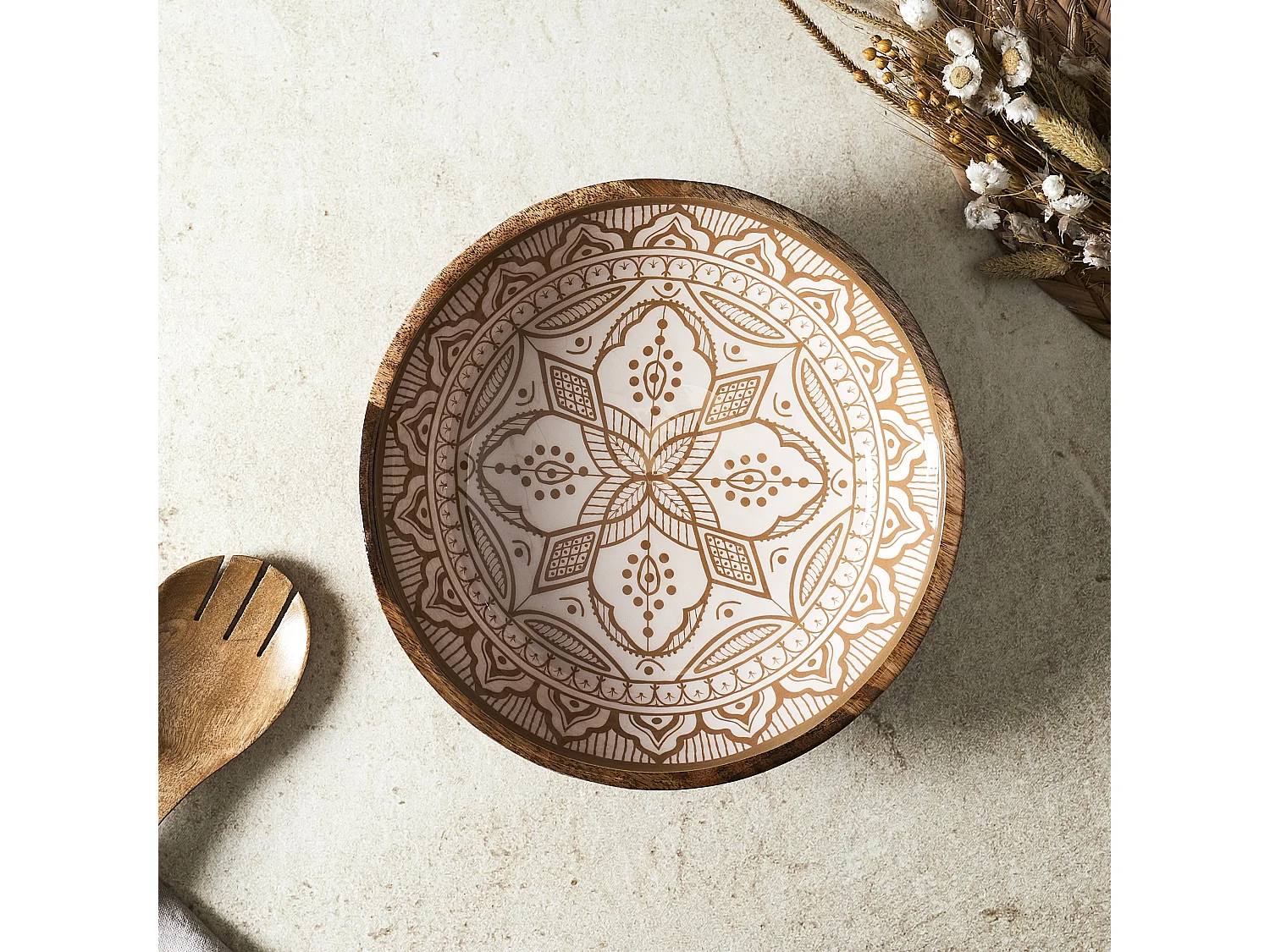 Saladier Manguier Dune Terracotta D28 Blanc, Orange