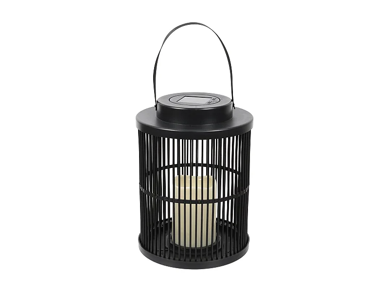 Lanterne Solaire Effet Bougie H25cm Noir