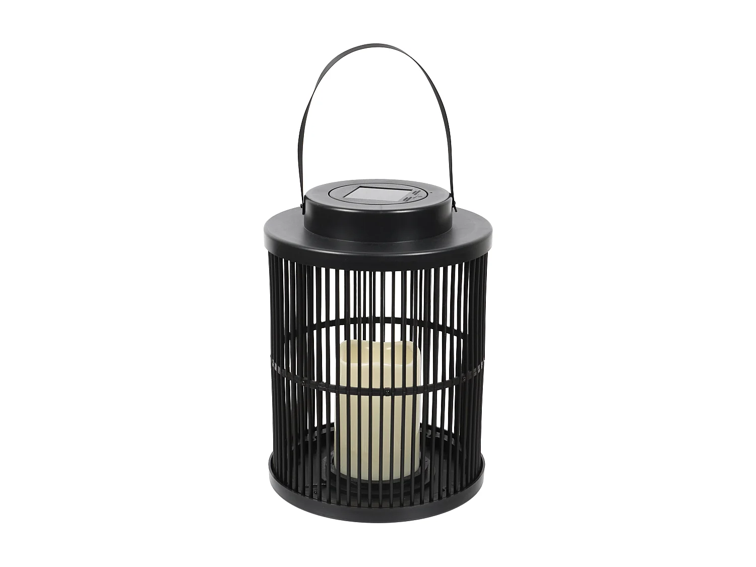Lanterne Solaire Effet Bougie H25cm Noir