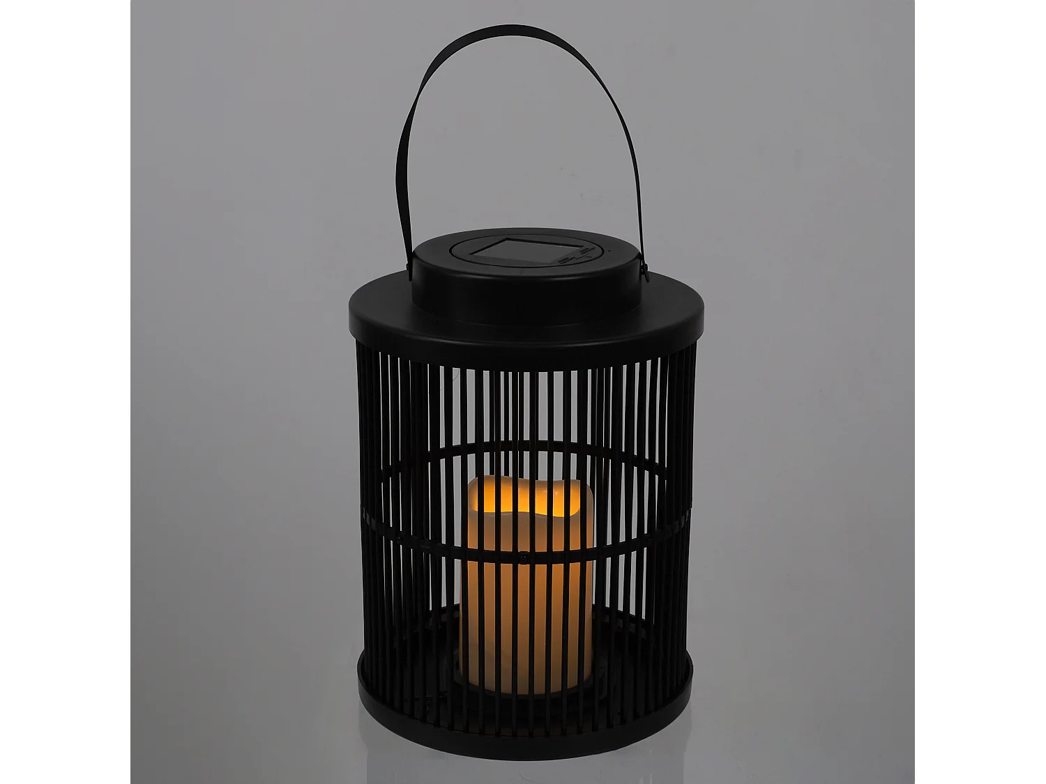 Lanterne Solaire Effet Bougie H25cm Noir