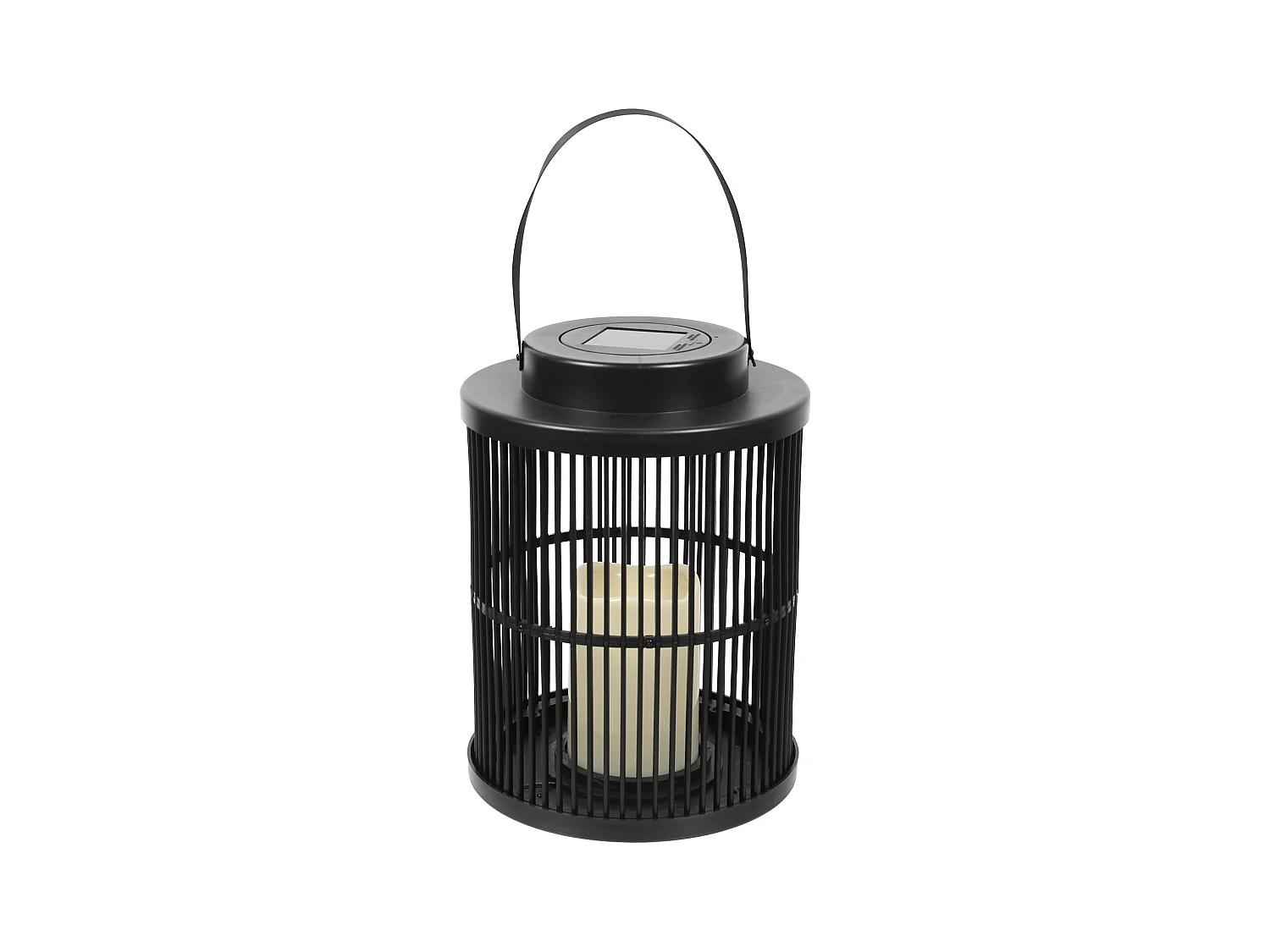 Lanterne Solaire Effet Bougie H25cm Noir