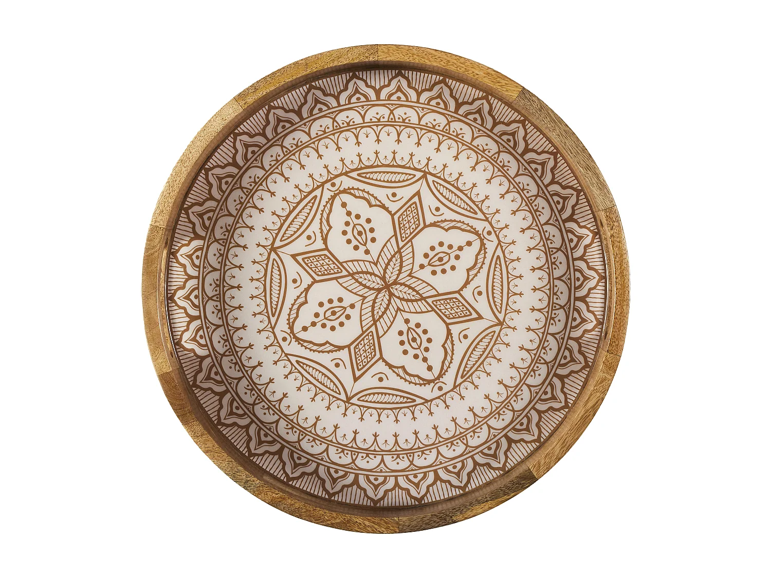 Plateau Rond Manguier Dune Terracotta D35 Marron, Blanc, Orange