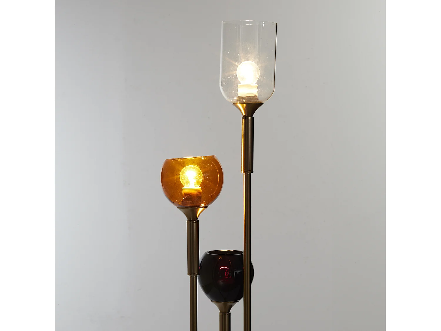 Lampadaire Tripod Verre Fume Noir, Orange, Blanc