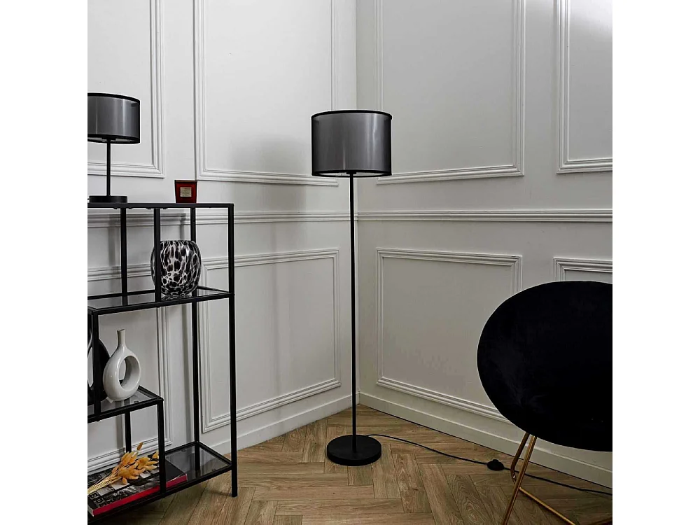 Lampadaire Double Abatjour Noir