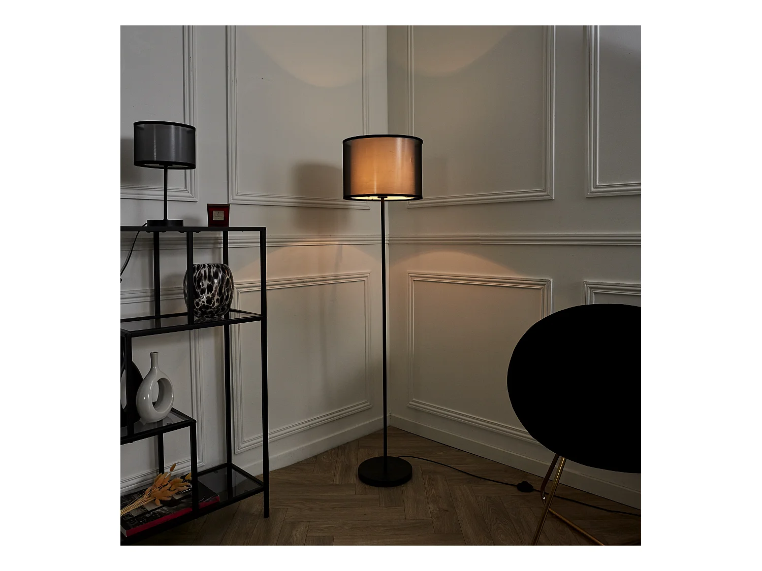 Lampadaire Double Abatjour Noir
