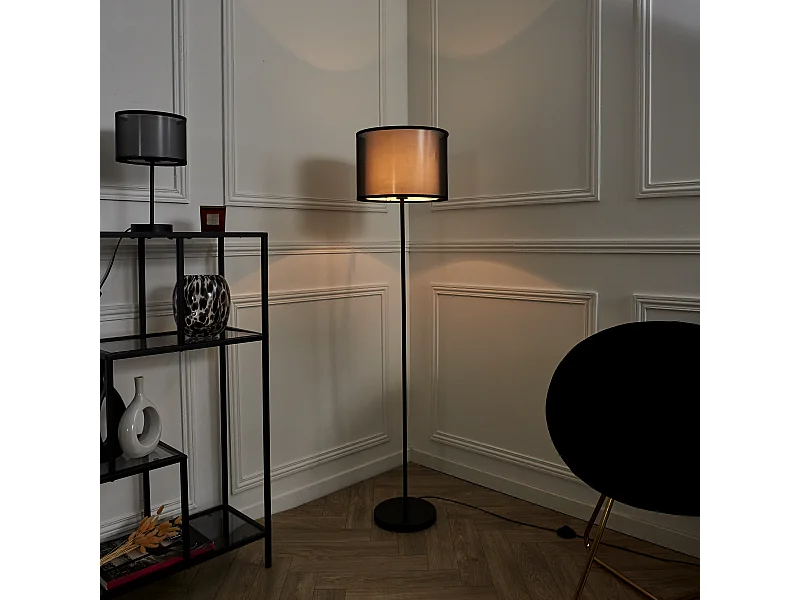 Lampadaire Double Abatjour Noir