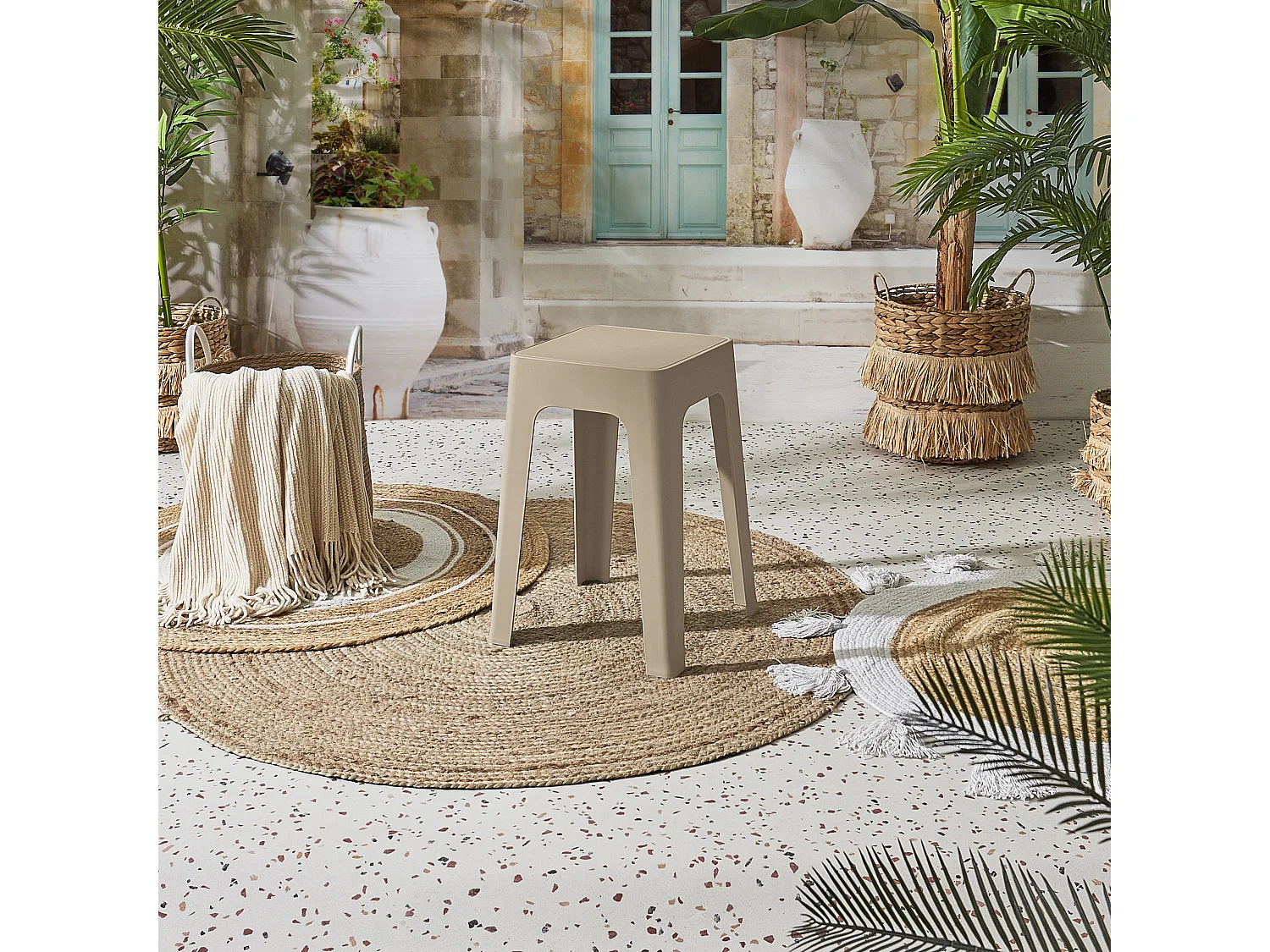 Tabouret - HOME DECO FACTORY - Spectra - Empilable - Beige