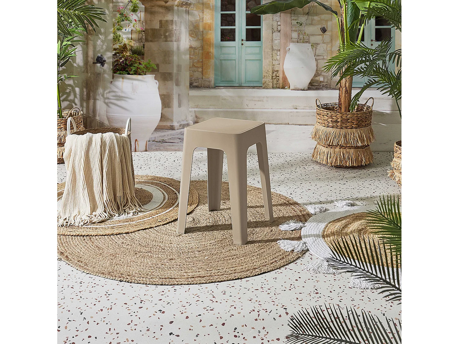 Tabouret - HOME DECO FACTORY - Spectra - Empilable - Beige