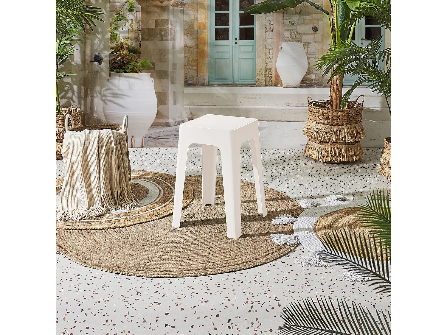 Tabouret Empilable Spectra Creme Blanc